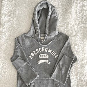 Abercrombie & Fitch hooded sweater size L gray with white lettering